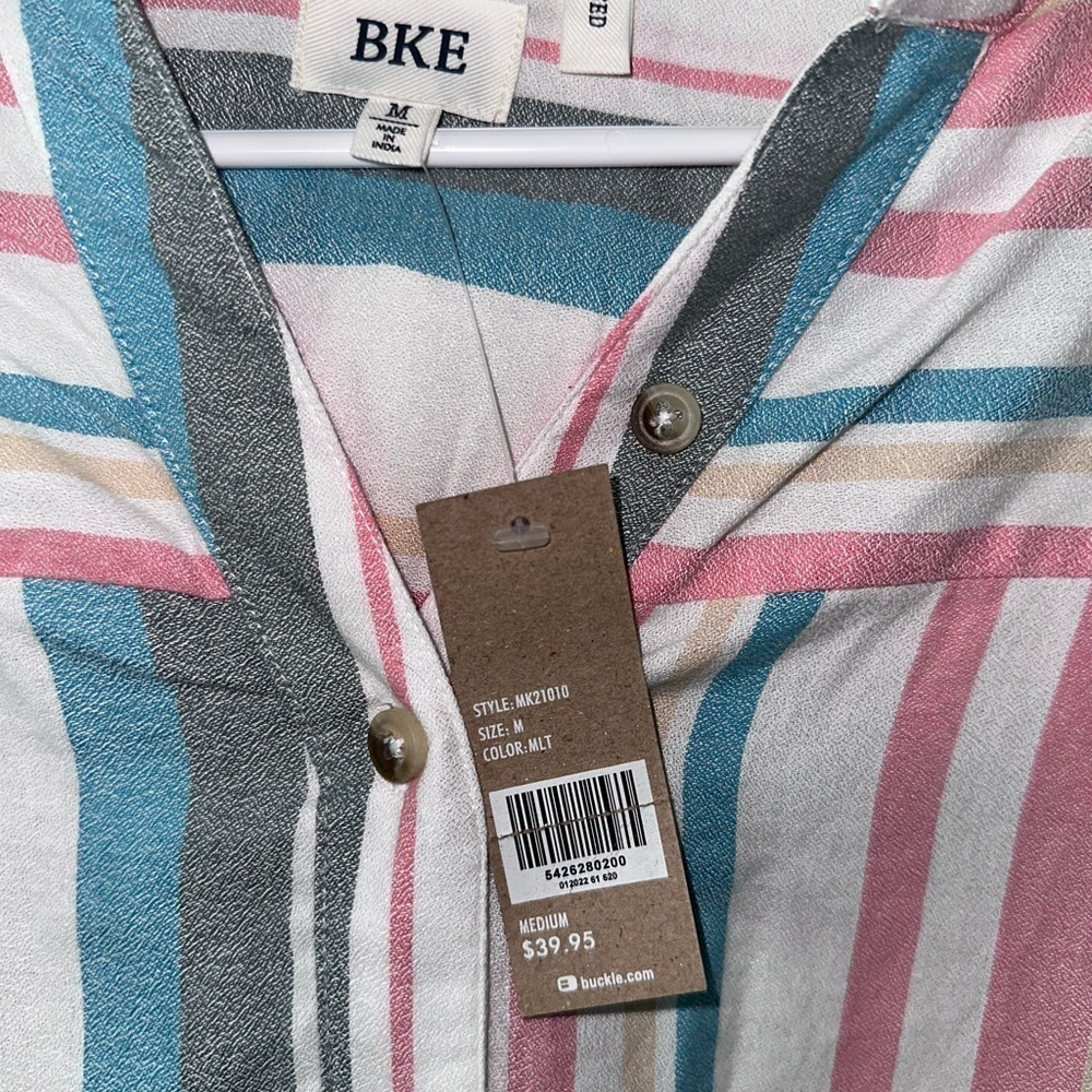 BKE Multicolor Striped Button Up Blouse NWT - Picture 4 of 5